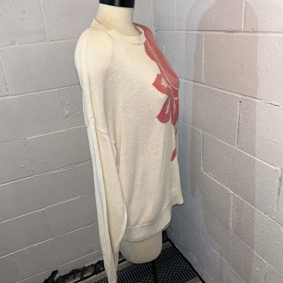 Vintage 80s Weathervane Rose Sweater L chunky oversized white slouchy - Picture 8 of 13